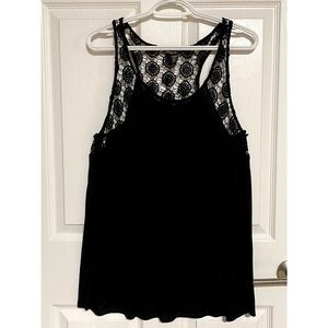 Black crochet flowy top